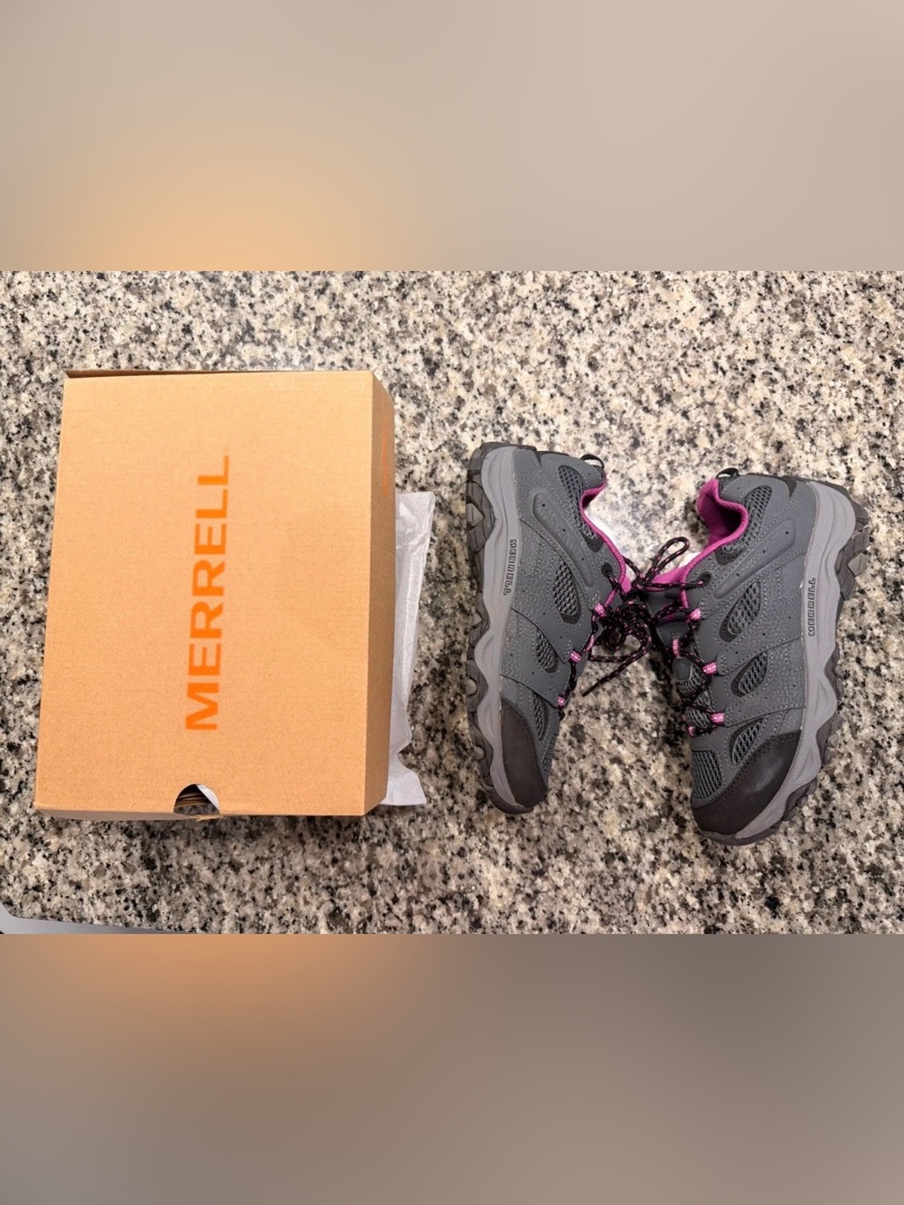 Merrell Women's Gray Trail Sneakers with Pink Highlights Size 5 GS